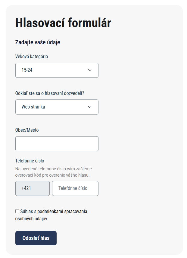 Základný hlasovací formulár
