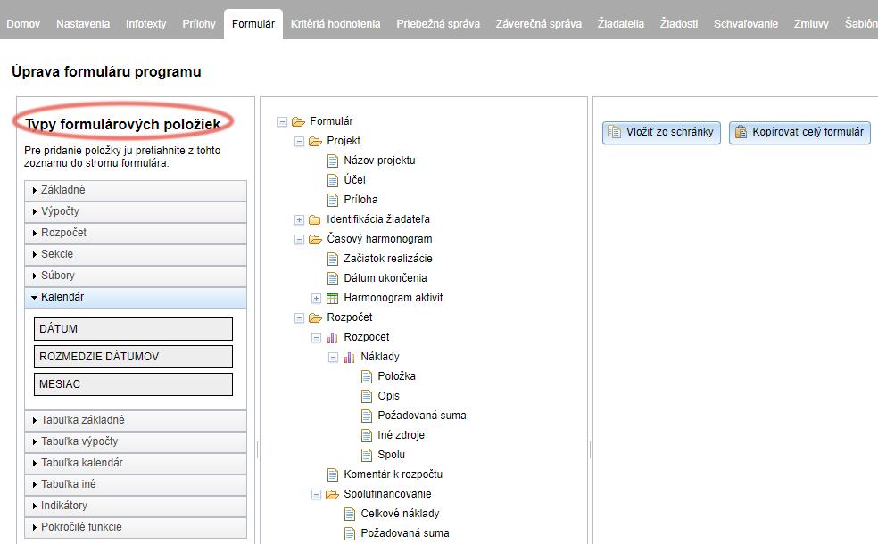 Zobrazenie formulárových položiek