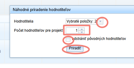 Náhodné pridelenie hodnotiteľov