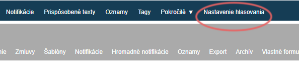 Záložka "Nastavenie hlasovania"