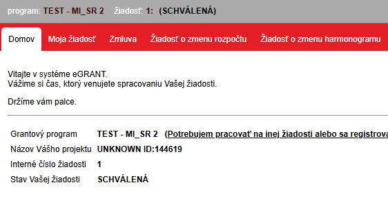 Záložky oznámení o zmene v účte žiadateľa