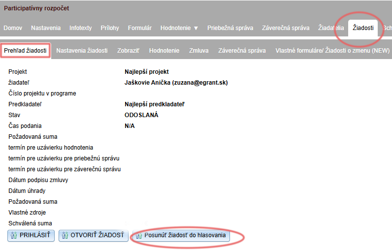 Posunutie projektu do hlasovania