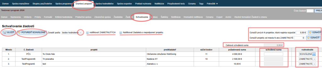 Schvaľovanie žiadostí