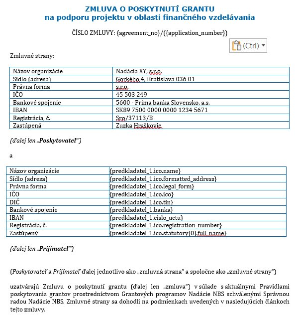 Ukážka dokumentu s kódmi