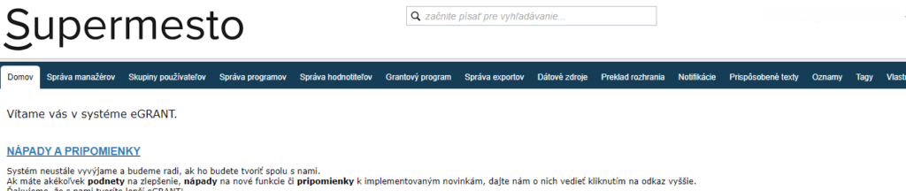 Menu na úrovni organizácie